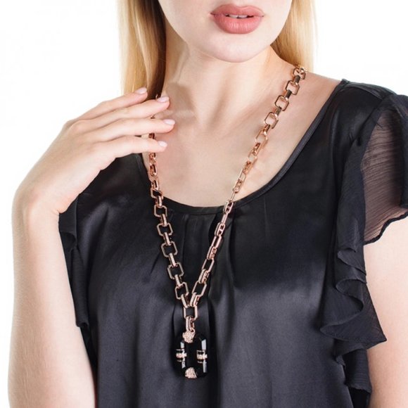 RACHEL ZOE GOLD & BLACK EVENING NECKLACE